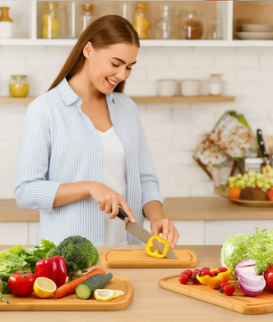 Set van 3 Bamboe Snijplanken – Houten Keuken Snijplank met Sapgeul en Handgrepen