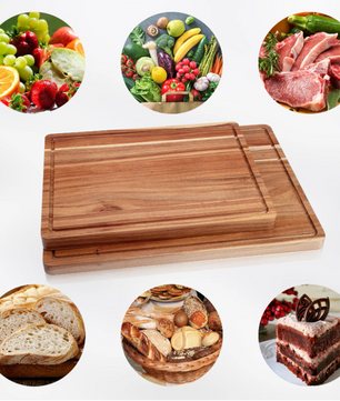 Acacia Houten Snijplank – Extra Dikke Butcher Block met Sapgeul en Handgrepen