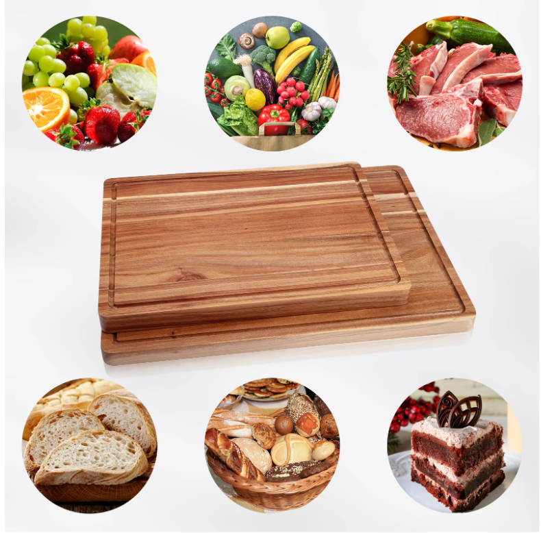 Acacia Houten Snijplank – Extra Dikke Butcher Block met Sapgeul en Handgrepen