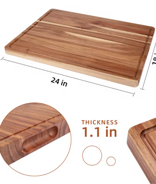 Acacia Houten Snijplank – Extra Dikke Butcher Block met Sapgeul en Handgrepen