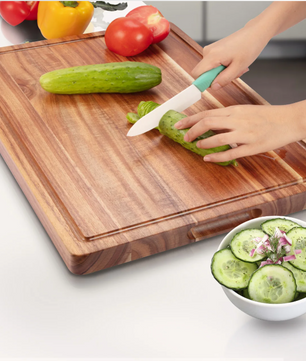 Acacia Houten Snijplank – Extra Dikke Butcher Block met Sapgeul en Handgrepen