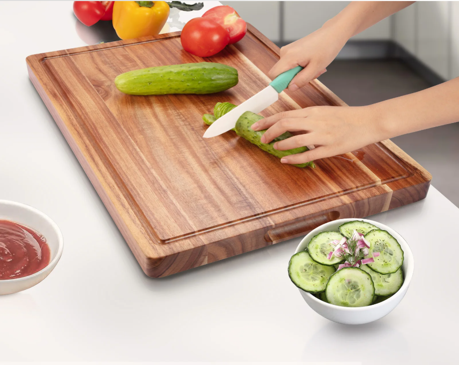 Acacia Houten Snijplank – Extra Dikke Butcher Block met Sapgeul en Handgrepen