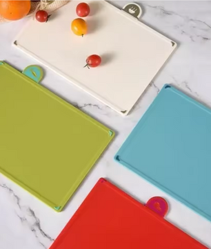 Set van 4 Kleurgecodeerde Snijplanken met Opbergstandaard – Antislip Keuken Hakborden