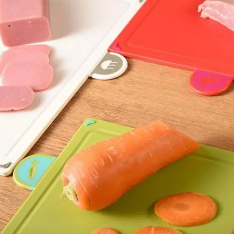 Set van 4 Kleurgecodeerde Snijplanken met Opbergstandaard – Antislip Keuken Hakborden