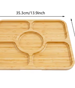 Set van 2 Charcuterie Planken met Deksel – Bamboe Snackplank met 5 Compartimenten