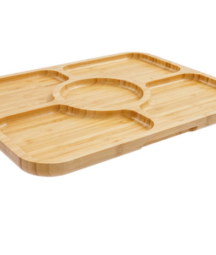 Set van 2 Charcuterie Planken met Deksel – Bamboe Snackplank met 5 Compartimenten