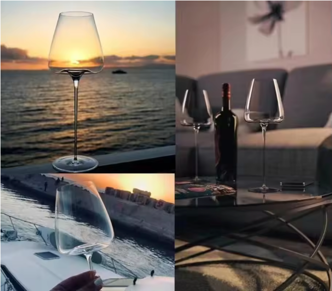 Ultradun Kristallen Wijnglas – Concave-Convex Bordeaux Glas voor Wijn