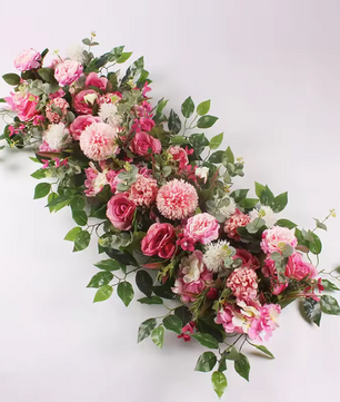 Kunstmatige Bloemen Wanddecoratie – Zijde Pioen en Rozen Bloemenrij voor Bruiloft en Feest Achtergrond