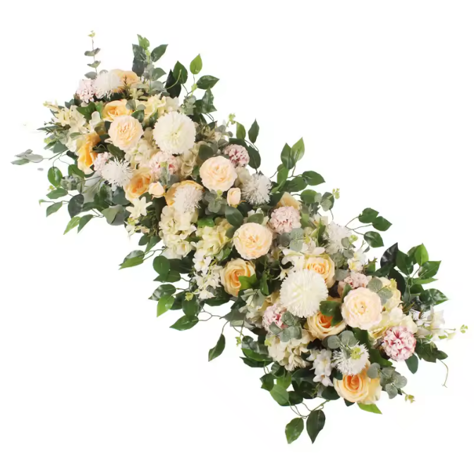 Kunstmatige Bloemen Wanddecoratie – Zijde Pioen en Rozen Bloemenrij voor Bruiloft en Feest Achtergrond