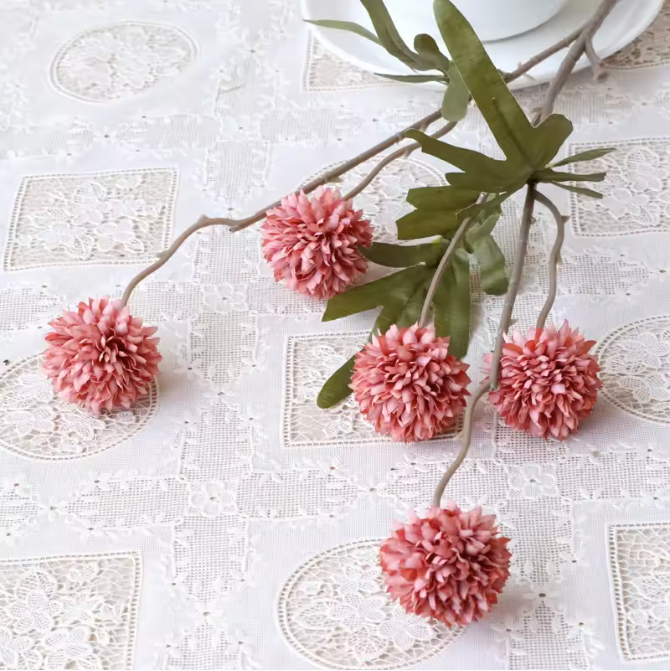 5-Hoofdige Paardenbloem Kunstbloem – Decoratieve Bloemsteel voor Bruiloft en Interieur