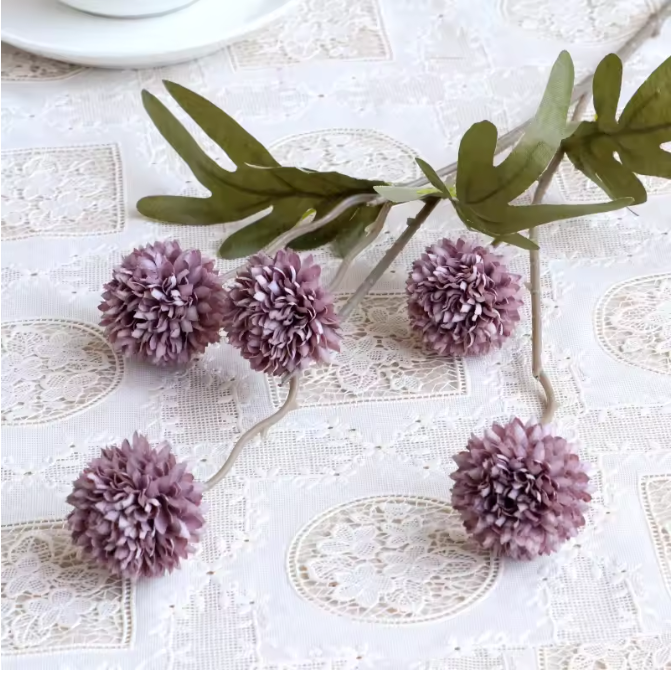 5-Hoofdige Paardenbloem Kunstbloem – Decoratieve Bloemsteel voor Bruiloft en Interieur