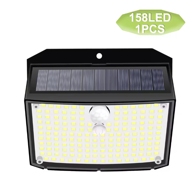 158 LED Zonne Wandlamp met Bewegingssensor – Waterdichte Buitenverlichting voor Tuin en Garage
