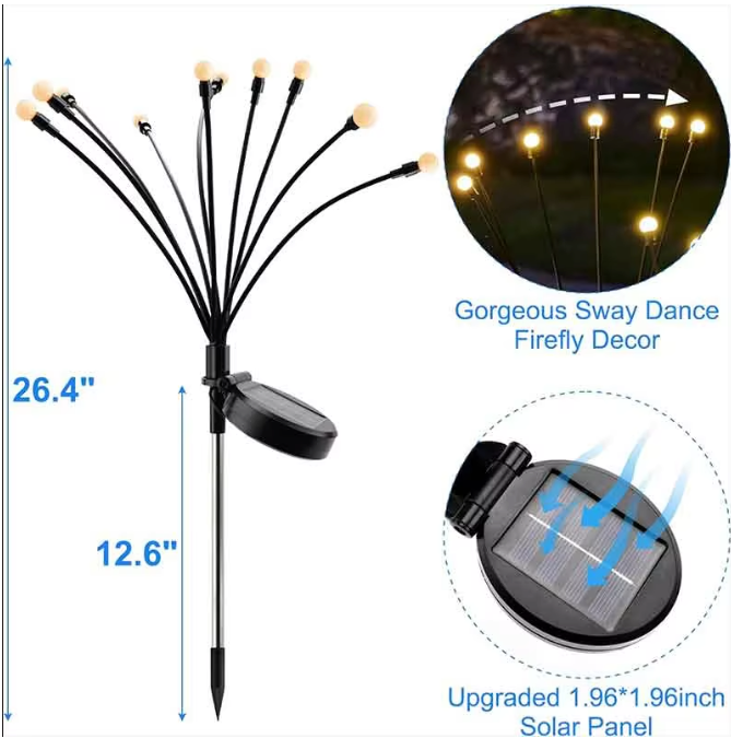 Solar Vuurvlieg Tuinverlichting – Bewegende LED Buitenlamp voor Sfeervolle Tuindecoratie