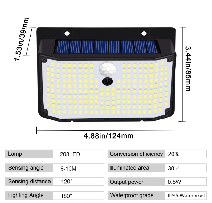 158 LED Solar Wandlamp met Bewegingssensor – Waterdichte Buitenverlichting voor Tuin en Garage