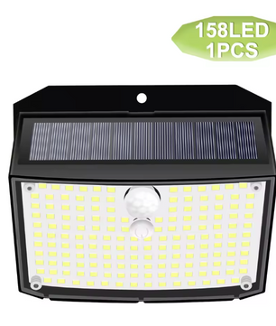 158 LED Solar Wandlamp met Bewegingssensor – Waterdichte Buitenverlichting voor Tuin en Garage