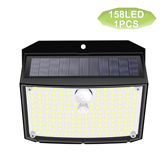 158 LED Solar Wandlamp met Bewegingssensor – Waterdichte Buitenverlichting voor Tuin en Garage