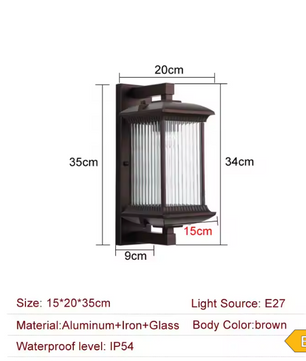 Metalen Buitenwandlamp met Glas – Waterdichte Wandverlichting voor Tuin en Balkon