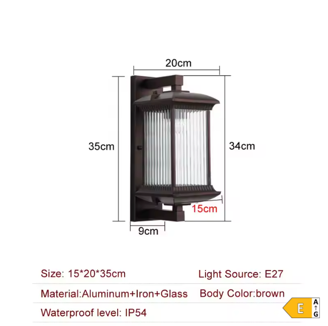 Metalen Buitenwandlamp met Glas – Waterdichte Wandverlichting voor Tuin en Balkon