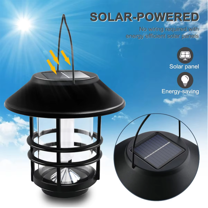 Solar Hangende Lantaarn met Flikkerende Vlam – Waterdichte Buitenlantaarn voor Tuin en Patio
