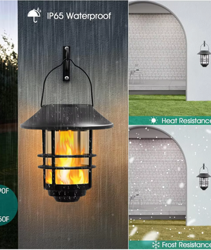 Solar Hangende Lantaarn met Flikkerende Vlam – Waterdichte Buitenlantaarn voor Tuin en Patio