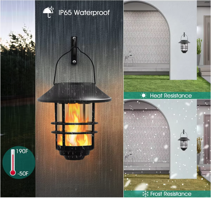 Solar Hangende Lantaarn met Flikkerende Vlam – Waterdichte Buitenlantaarn voor Tuin en Patio