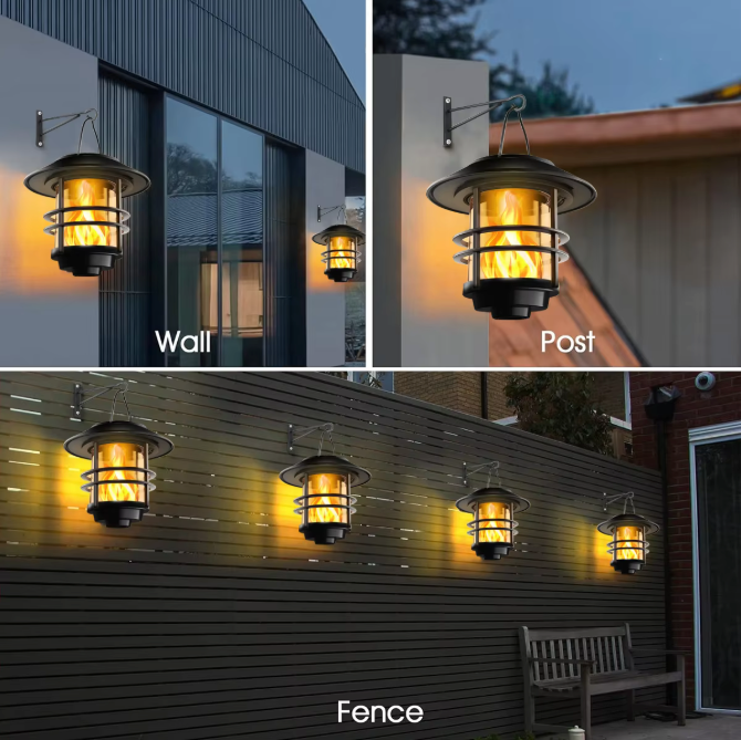 Solar Hangende Lantaarn met Flikkerende Vlam – Waterdichte Buitenlantaarn voor Tuin en Patio