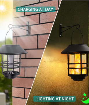 Solar Hangende Lantaarn met Flikkerende Vlam – Waterdichte Buitenlantaarn voor Tuin en Patio