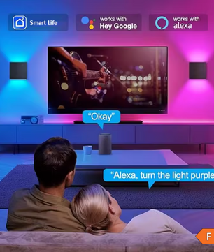 Smart LED Buitenwandlamp RGB+CCT – App en Spraakgestuurde Tuinverlichting met Instelbare Hoek