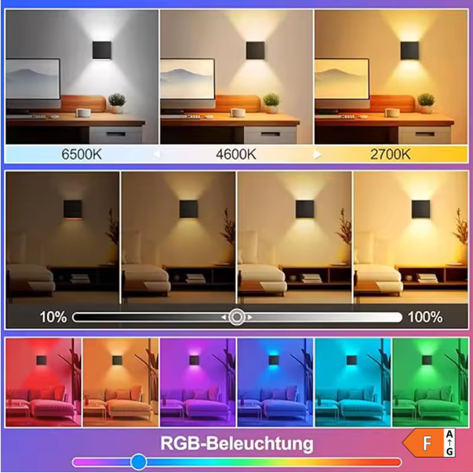 Smart LED Buitenwandlamp RGB+CCT – App en Spraakgestuurde Tuinverlichting met Instelbare Hoek