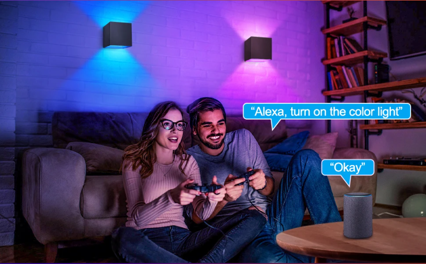 Smart LED Buitenwandlamp RGB+CCT – App en Spraakgestuurde Tuinverlichting met Instelbare Hoek