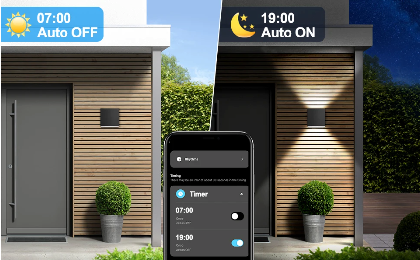 Smart LED Buitenwandlamp RGB+CCT – App en Spraakgestuurde Tuinverlichting met Instelbare Hoek
