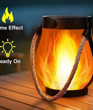 Solar Vlamlantaarn Hangend – Flikkerende LED Buitenlantaarn met USB en Zonne-energie