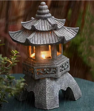 Solar Pagode Tuinlantaarn – Japanse LED Tuinlamp Standbeeld voor Balkon en Tuin