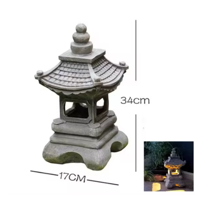 Solar Pagode Tuinlantaarn – Japanse LED Tuinlamp Standbeeld voor Balkon en Tuin