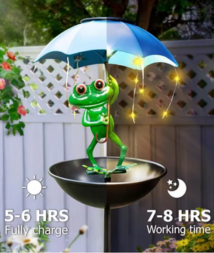 Solar Kikker Tuinlamp met Vogelvoeder – Decoratieve LED Tuinverlichting voor Pad en Gazon