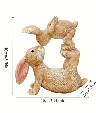 Hars Konijn Tuinbeeld met Kussen – Decoratief Bunny Standbeeld voor Tuin en Interieur