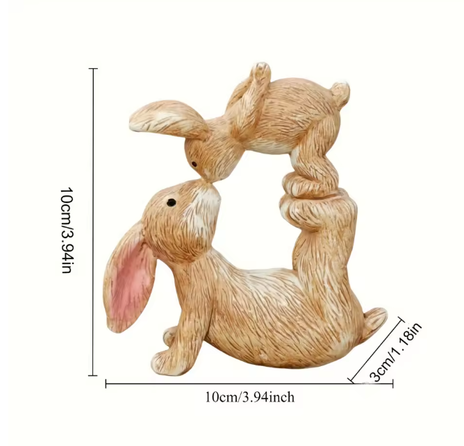 Hars Konijn Tuinbeeld met Kussen – Decoratief Bunny Standbeeld voor Tuin en Interieur