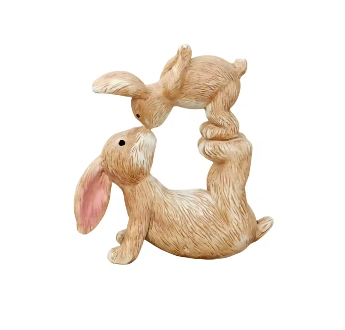 Hars Konijn Tuinbeeld met Kussen – Decoratief Bunny Standbeeld voor Tuin en Interieur