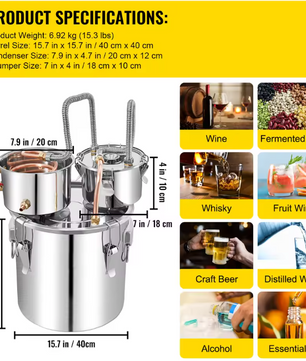 50L RVS Distilleerapparaat – Alcohol Water Distilleerder voor Whisky en Wijn