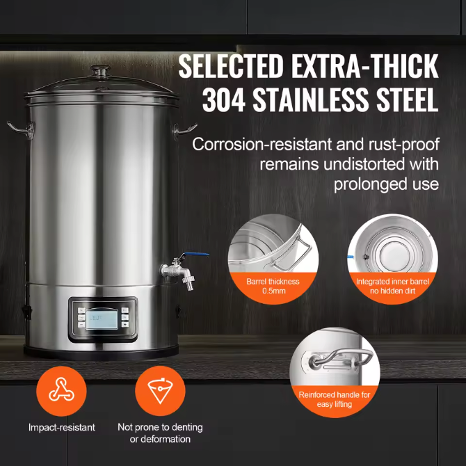 Elektrisch Brouwsysteem 8 Gallon – Alles-in-één Bierbrouwketel van RVS