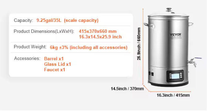 Elektrisch Brouwsysteem 8 Gallon – Alles-in-één Bierbrouwketel van RVS