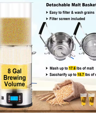 Elektrisch Brouwsysteem 35L – RVS Alles-in-één Bierbrouwketel met Pomp