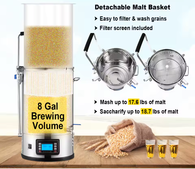 Elektrisch Brouwsysteem 35L – RVS Alles-in-één Bierbrouwketel met Pomp