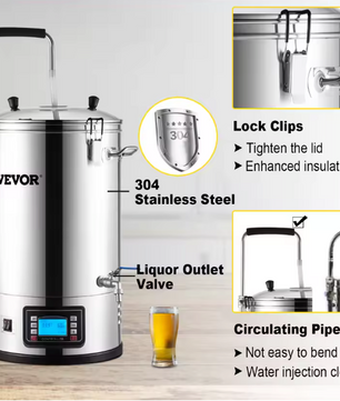 Elektrisch Brouwsysteem 35L – RVS Alles-in-één Bierbrouwketel met Pomp