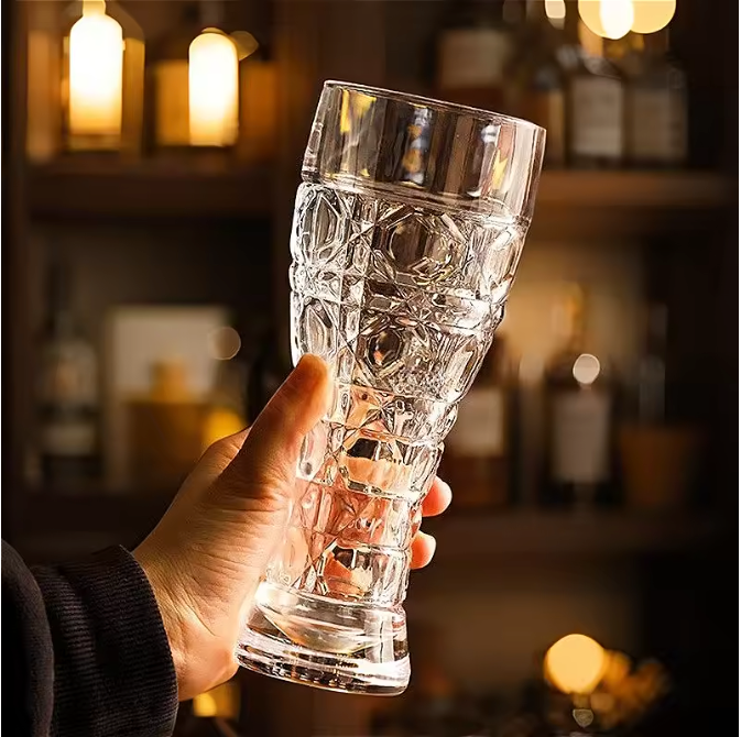 Bierglas met Handvat 330ml / 500ml – Gesneden Glas voor Bier en Dranken