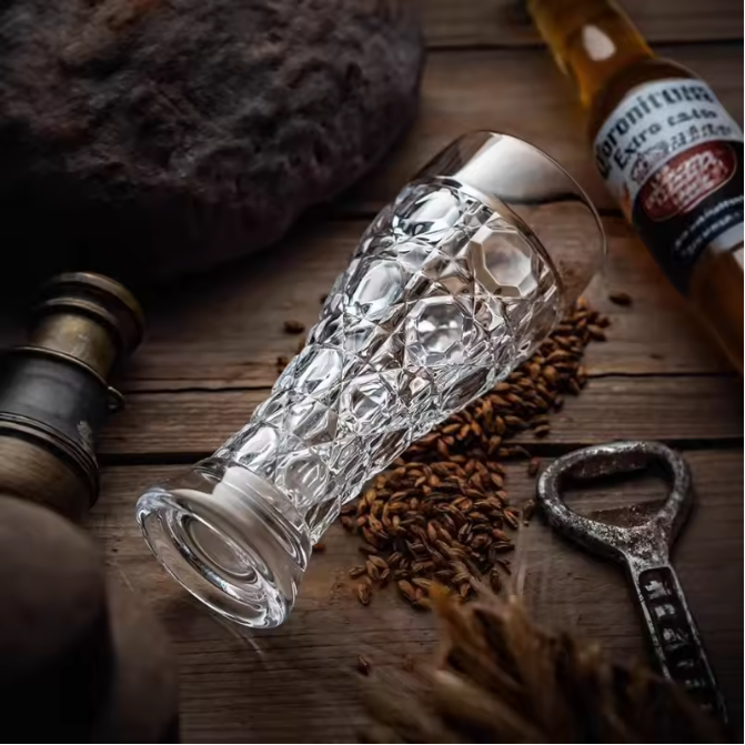 Bierglas met Handvat 330ml / 500ml – Gesneden Glas voor Bier en Dranken