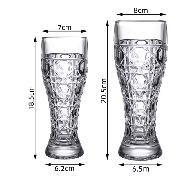 Bierglas met Handvat 330ml / 500ml – Gesneden Glas voor Bier en Dranken