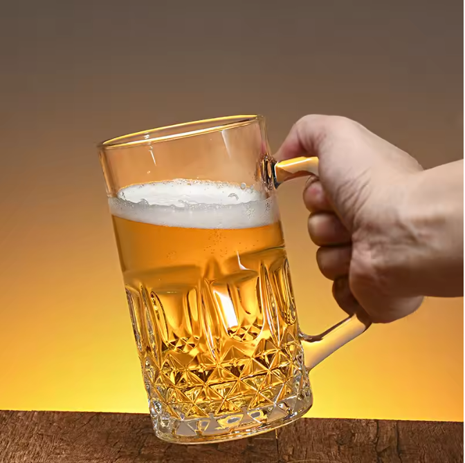 Bierglas met Handvat 400ml / 600ml – Dikke Bodem Tapbier Glas