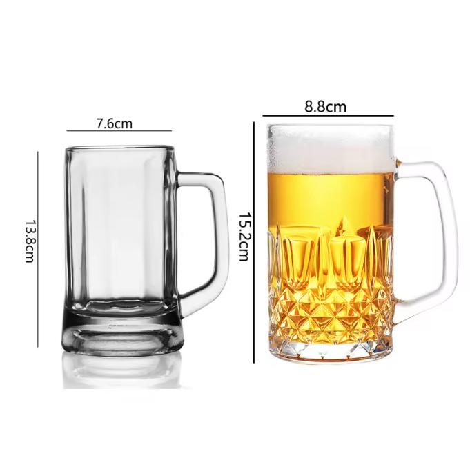 Bierglas met Handvat 400ml / 600ml – Dikke Bodem Tapbier Glas