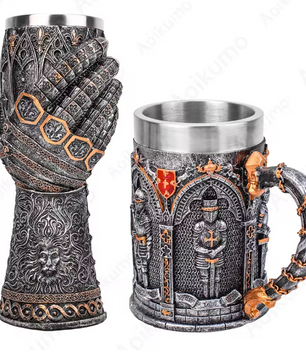 Ridder Tankard Biermok – Middeleeuwse Beker met RVS Inzet